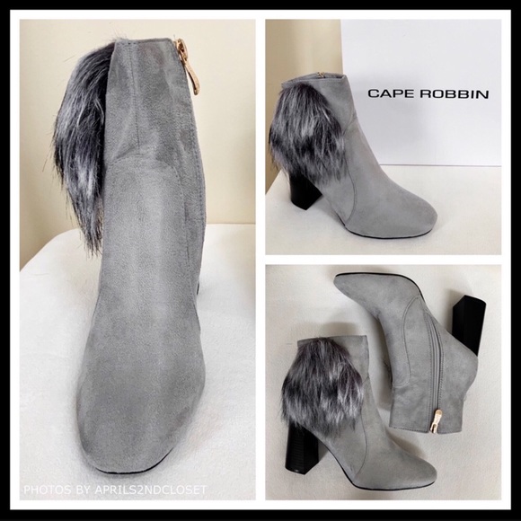 ANKLE BOOTIES GREY SUEDE HIGH HEEL ANKLE BOOTS A3C - Picture 7 of 8
